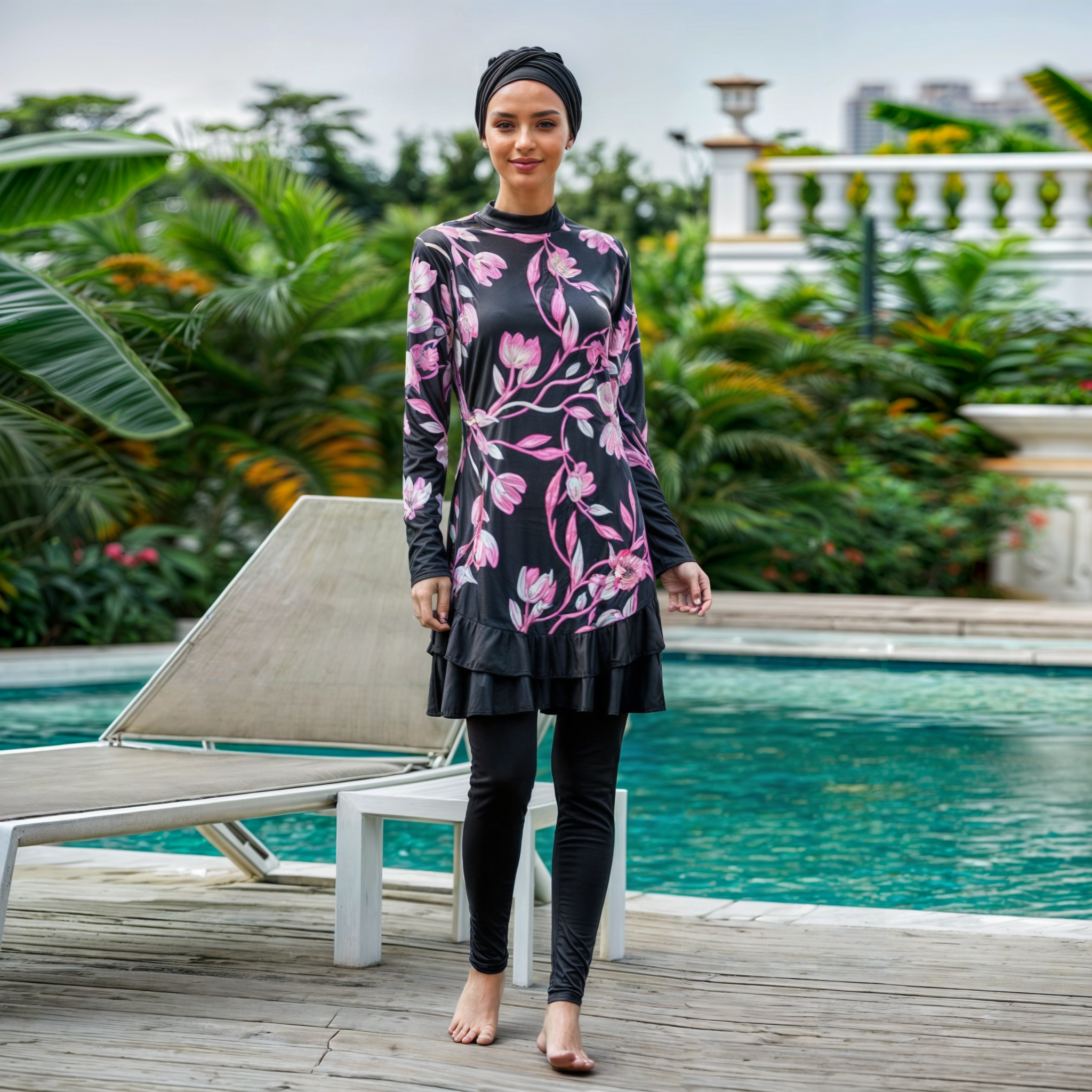 Burkini Élégant – Maillot de bain floral avec confort premium