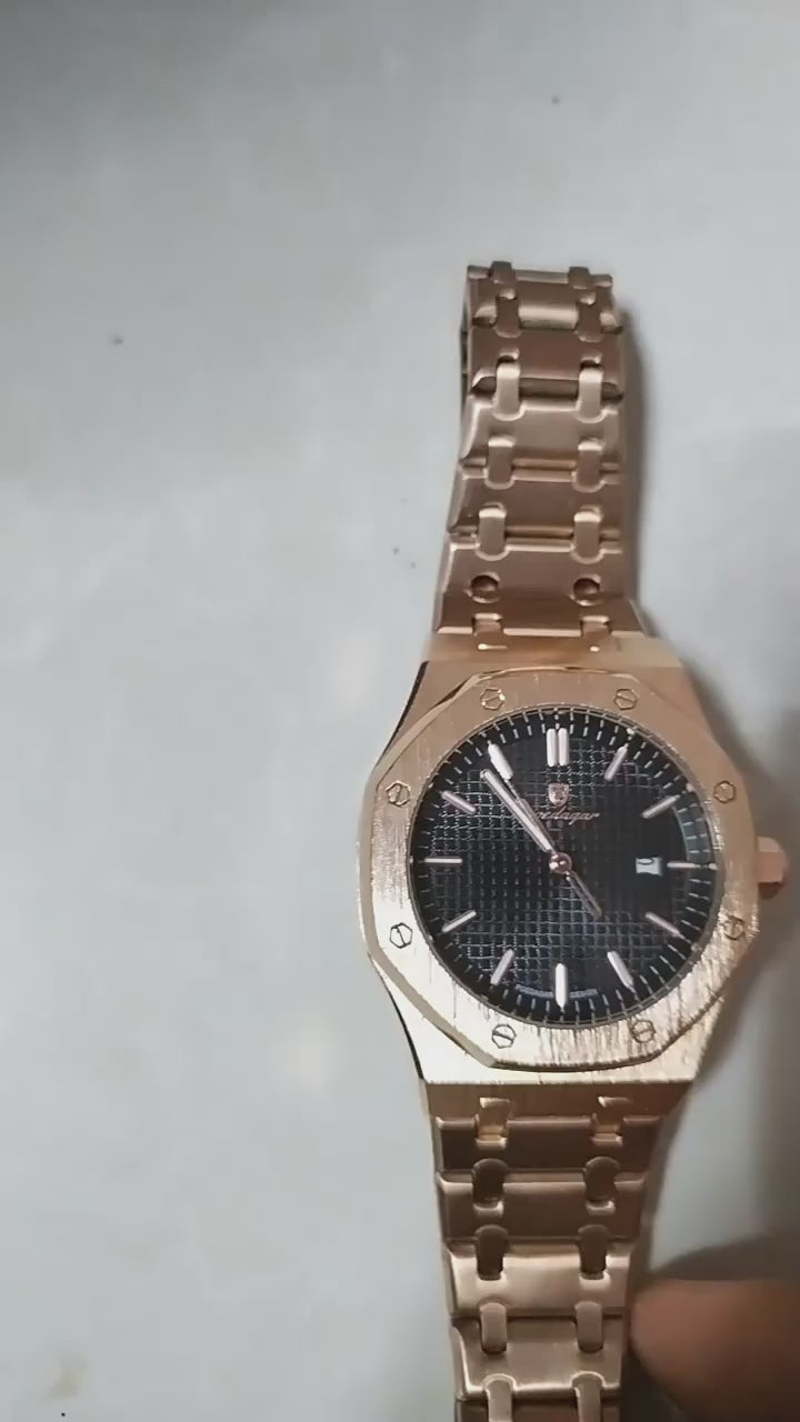 Poedagar™ Élégance Royale – Montre de Luxe Quartz en Acier Inoxydable